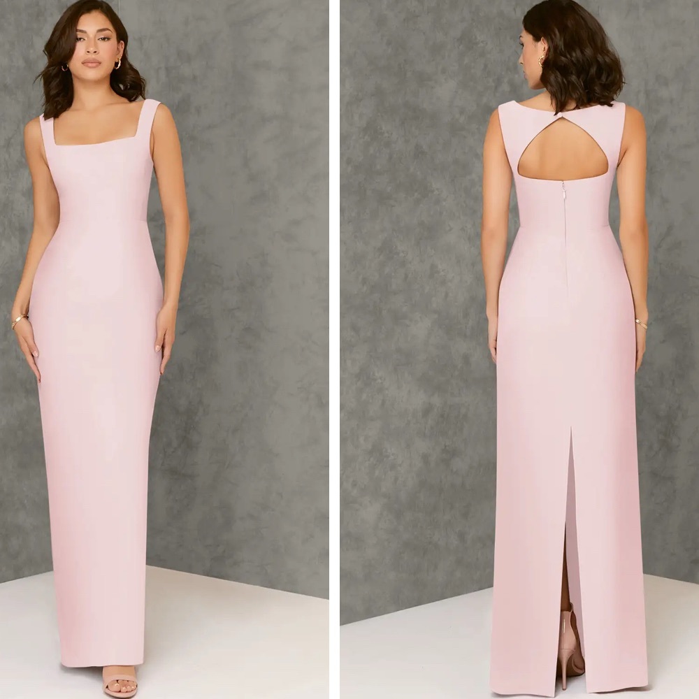 Elegant Backless Pink Evening Gown